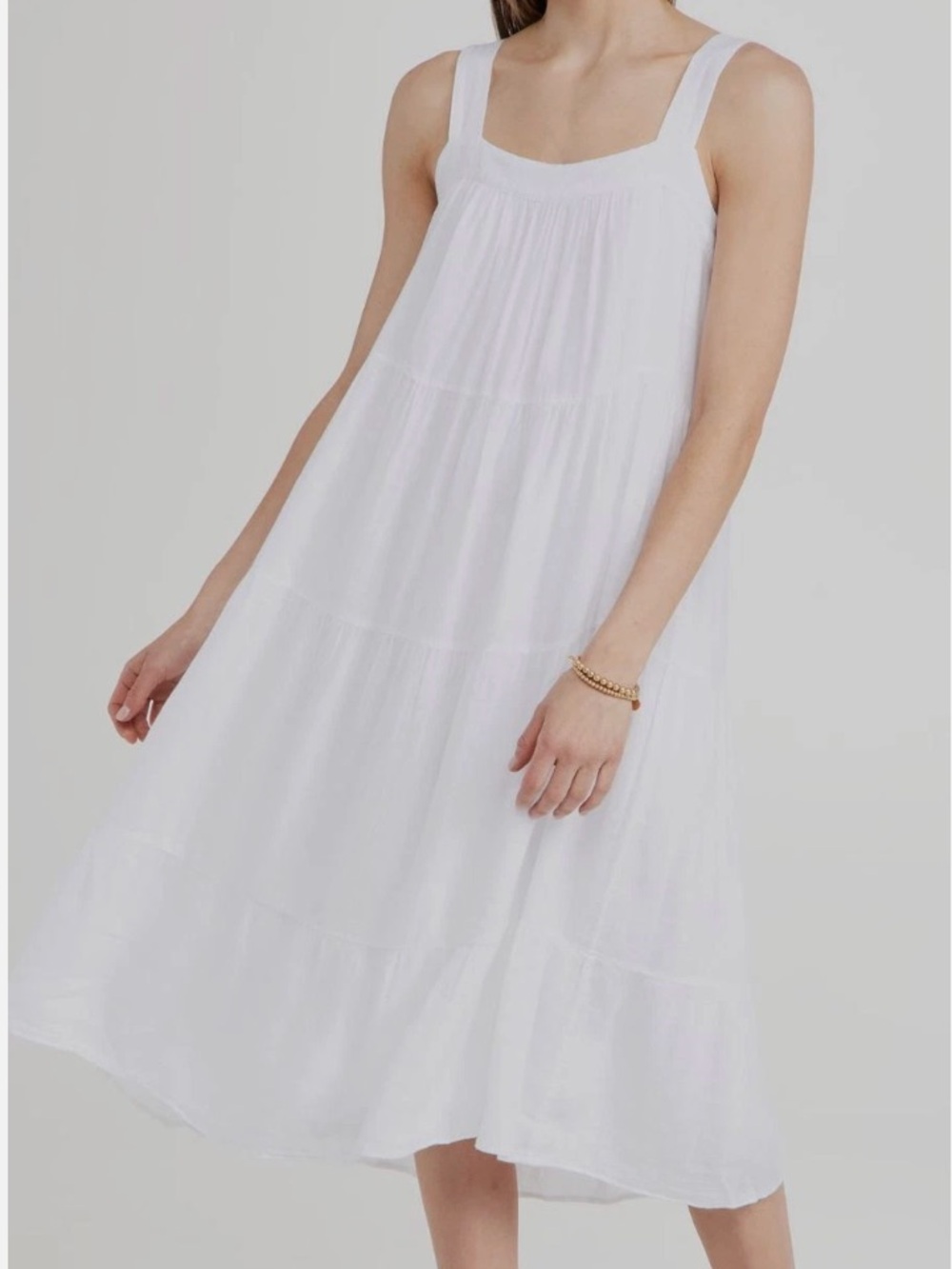 Rails White Tiered Dress with Wide Straps size S